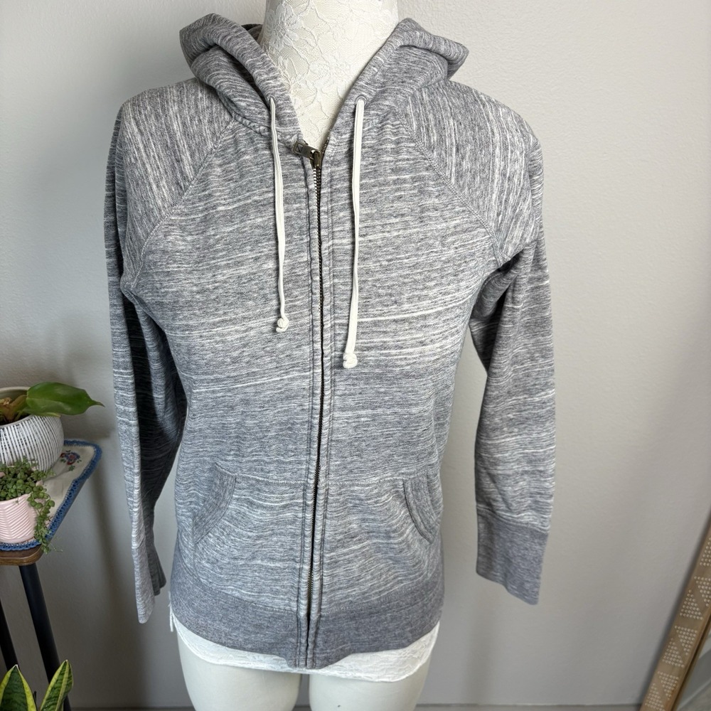 J.CREW Women XS Gray Zip Up Hoodie Athleisure Loungewear 100% Cotton